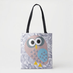 Owl with watercolor tote bag