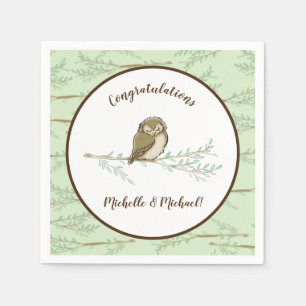 Owl Woodland Animal Baby Shower Napkin