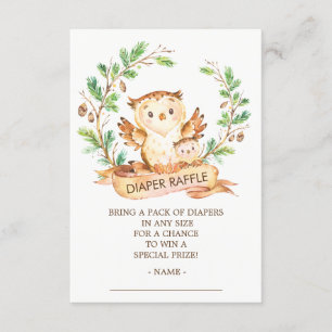 Owl Woodland Baby Shower Diaper Raffle Ticket Enclosure Card