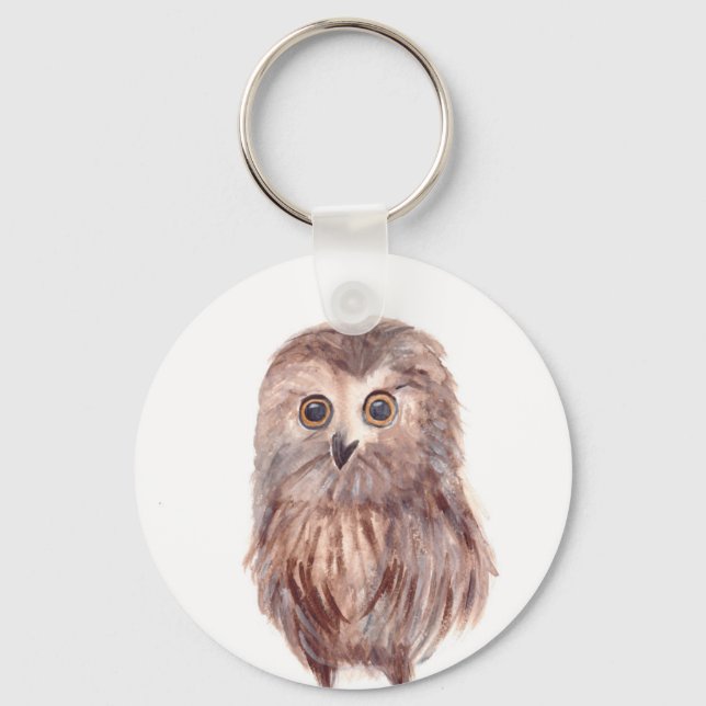 Owl woodland bird key ring (Front)