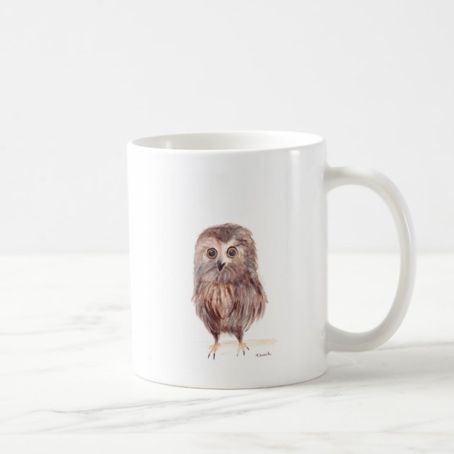 Owl woodland bird watercolor animal cute wildlife  coffee mug (Right)