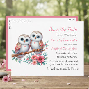 Owl Woodland Boho Rustic Country Save Date Wedding Postcard