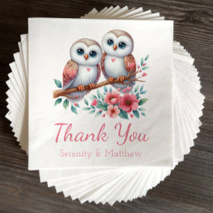Owl Woodland Boho Rustic Thank You Wedding Napkin