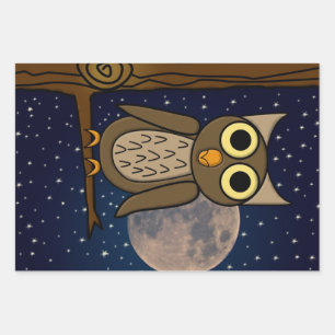 owl wrapping paper sheet