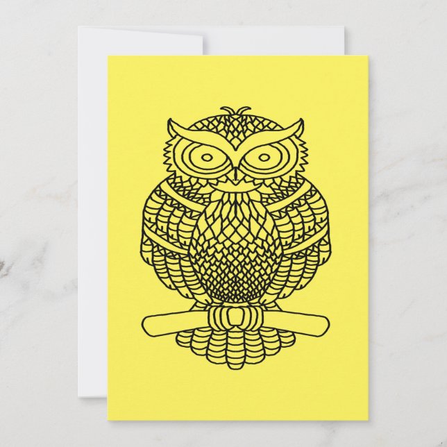Owl (yellow) - Greeting Card (Front)