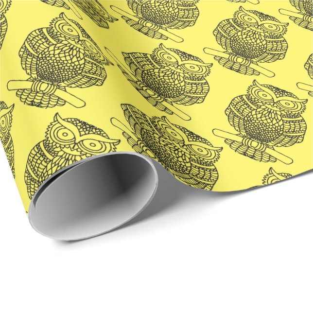 Owl (yellow) - Wrapping Paper (Roll Corner)