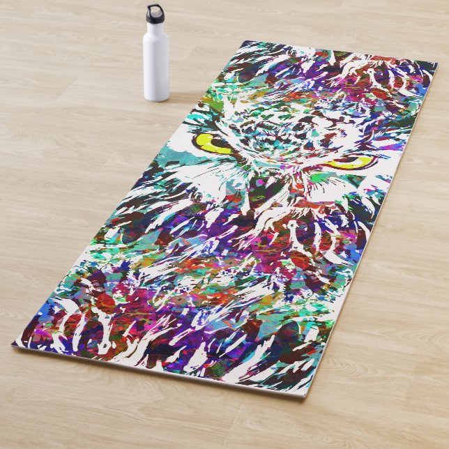 Owl Yoga Mat | Colourful Owl | Abstract Owl (In Situ)