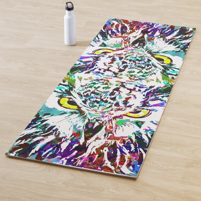 Owl Yoga Mat - Colourful Owl - Abstract Owlet (In Situ)