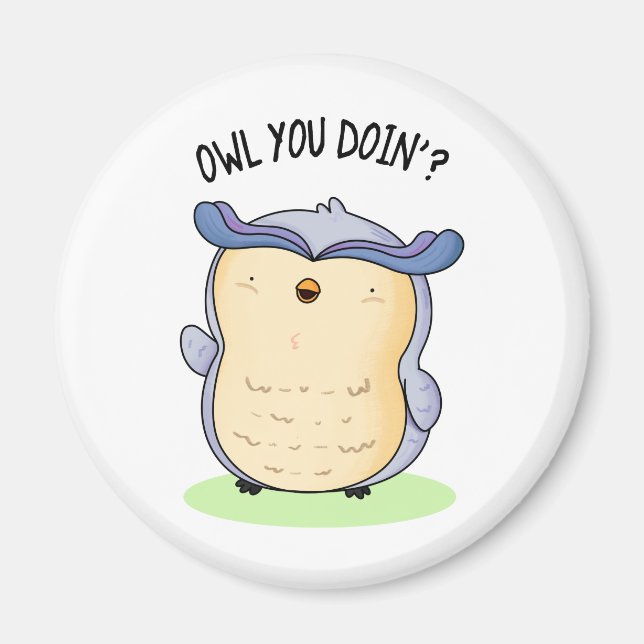 Owl You Doin Funny Bird Pun  Magnet (Front)