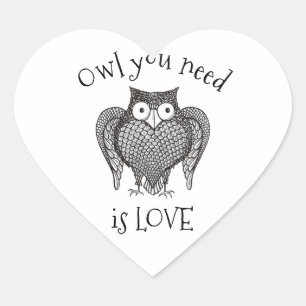 Owl you Need Heart Sticker