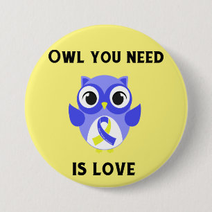 Owl You Need is Love, Down Syndrome Awareness 7.5 Cm Round Badge