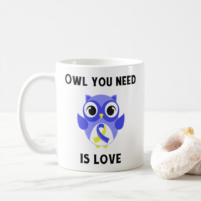 Owl You Need is Love, Down Syndrome Awareness Coffee Mug (With Donut)