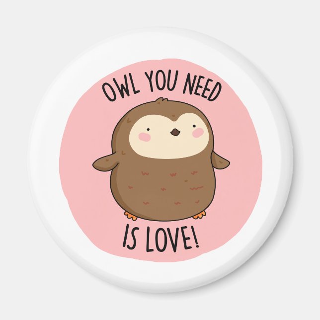 Owl You Need Is Love Funny Brown Owl Pun  Magnet (Front)