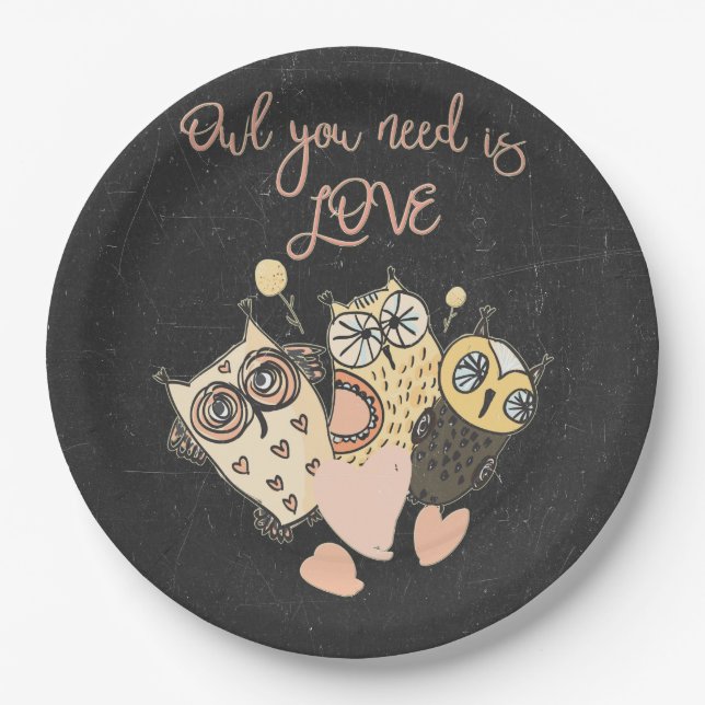 Owl you need is LOVE Paper Plate (Front)