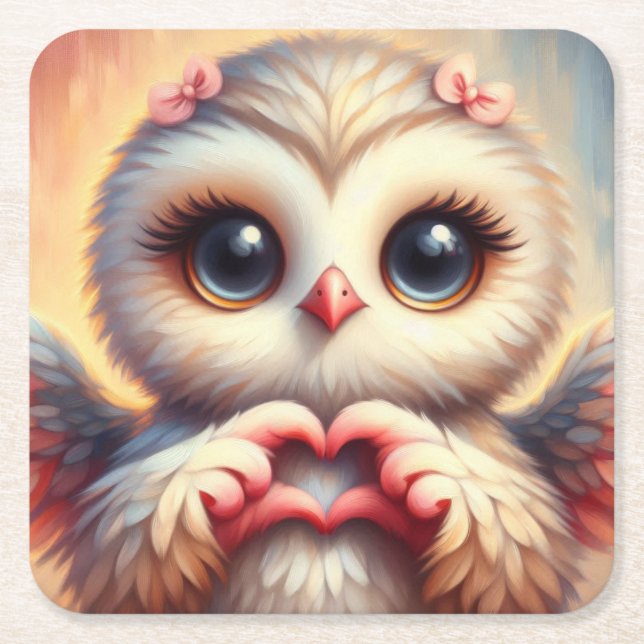 Owl You Need is Love Square Paper Coaster (Front)