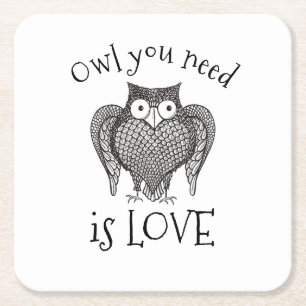 Owl you Need Square Paper Coaster