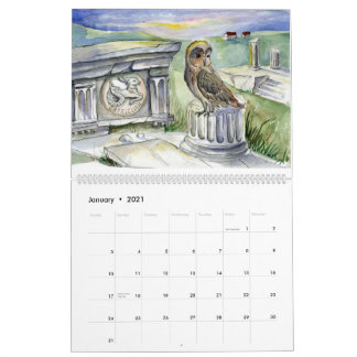 Owl zodiac fantasy watercolors calendar