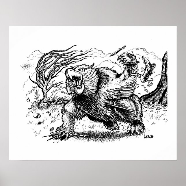 “Owlbear Attack” - Illustration by Tracy Lesch Poster (Front)