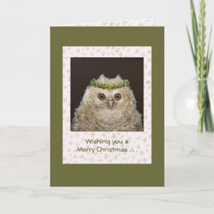 Owlet and dove Christmas card