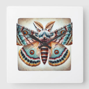 Owlet Moth 010824IREF215 - Watercolor Square Wall Clock