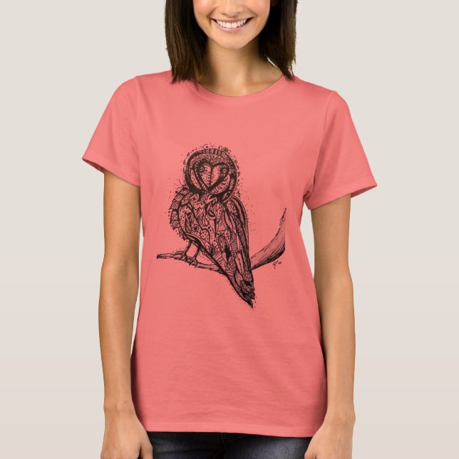 Owlfully Cute Ringer T (W) T-Shirt (Front)