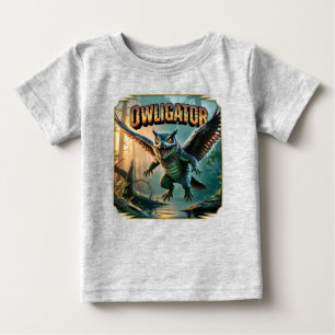 Owligator Illustration – Owl Alligator Funny Scary Baby T-Shirt