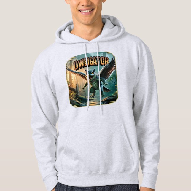 Owligator Illustration – Owl Alligator Funny Scary Hoodie (Front)