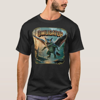 Owligator Illustration – Owl Alligator Funny Scary T-Shirt