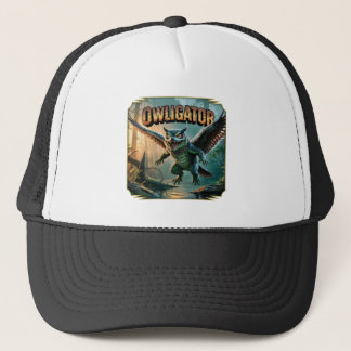 Owligator Illustration – Owl Alligator Funny Scary Trucker Hat