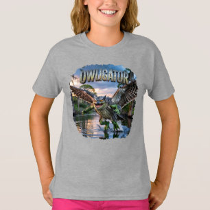 Owligator Photographic – Owl Alligator Funny Scary T-Shirt