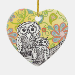 Owls 03 ceramic tree decoration
