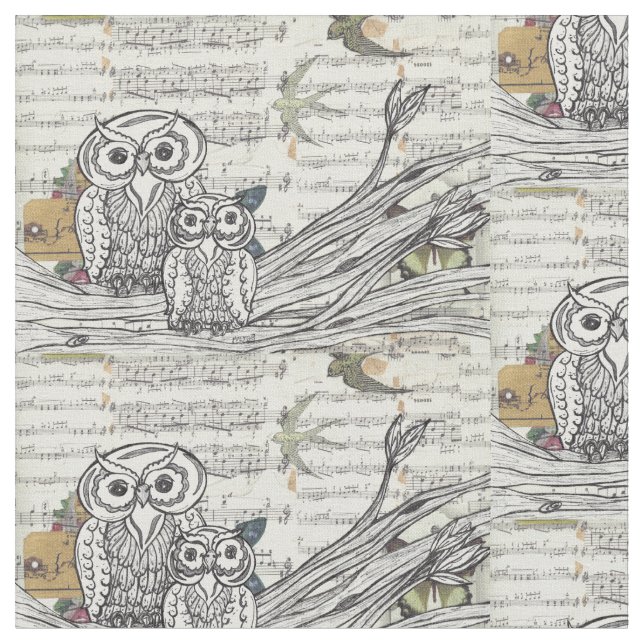 Owls 22 fabric (Close Up)