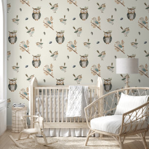 Owls and Birds Nursery Wallpaper Decor