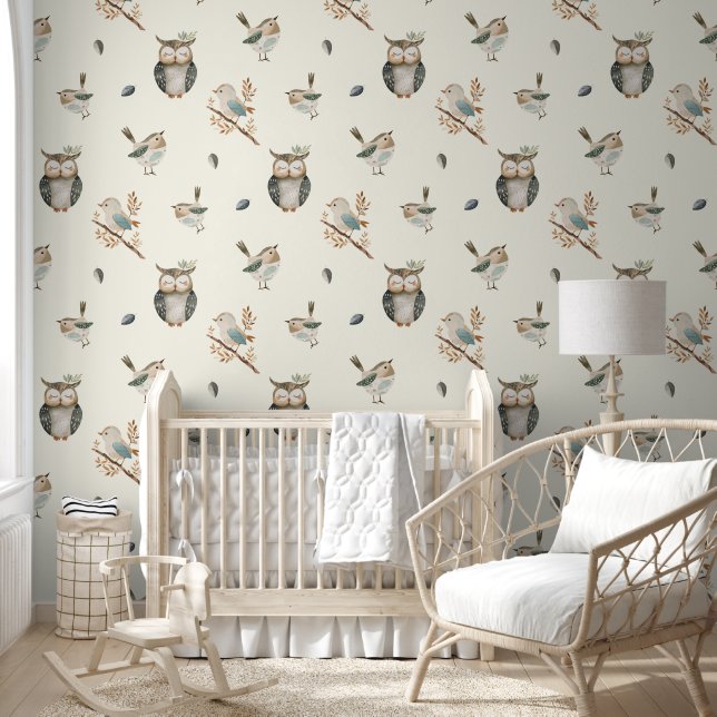 Owls and Birds Nursery Wallpaper Decor (Kids)