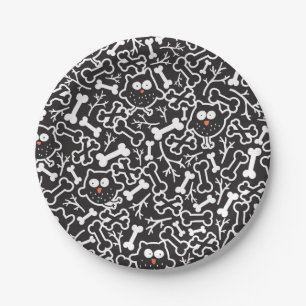 Owls and bones paper plate