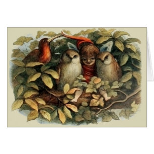 Owls and Elf Fairies Nature Illustration