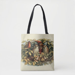Owls and Elf Fairies Nature Illustration Tote Bag