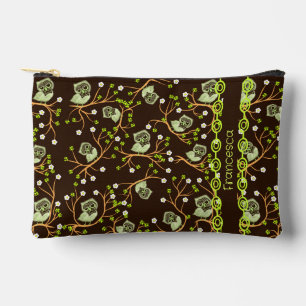 Owls and flowers accessory pouch