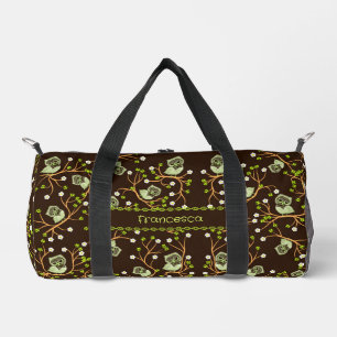 Owls and flowers pattern duffle bag