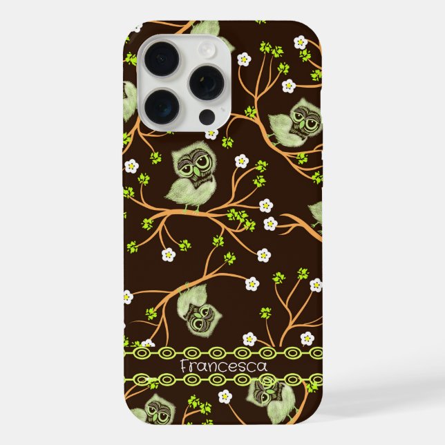 Owls and flowers pattern iPhone case (Back)