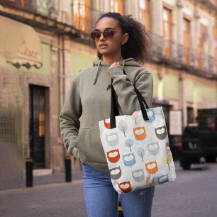 Owls and leaves tote bag