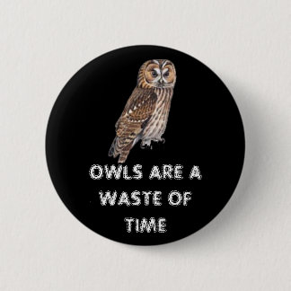 owls are a waste of time 6 cm round badge