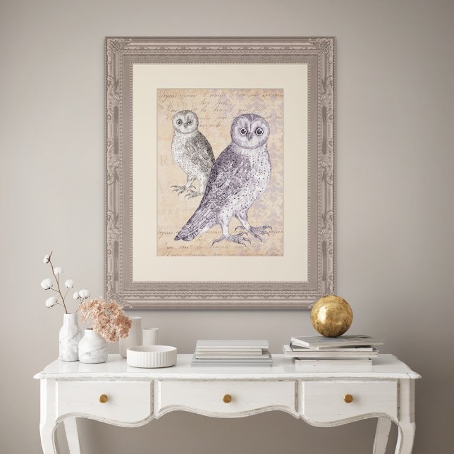 Owls are Watching You Vintage Collage Photo Print (Vintage Owl Collage - Frame and mat not included.)