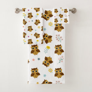 Owls bath towel set
