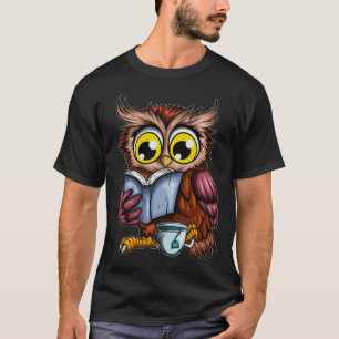 Owls Book Newspaper Crime Novel Hot Tea Cup Owl Re T-Shirt