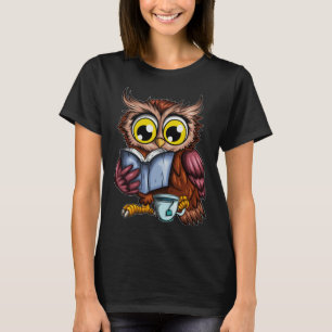 Owls Book Newspaper Crime Novel Hot Tea Cup Owl Re T-Shirt