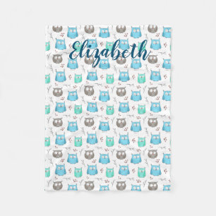 Owls & Branches Pattern Fleece Blanket