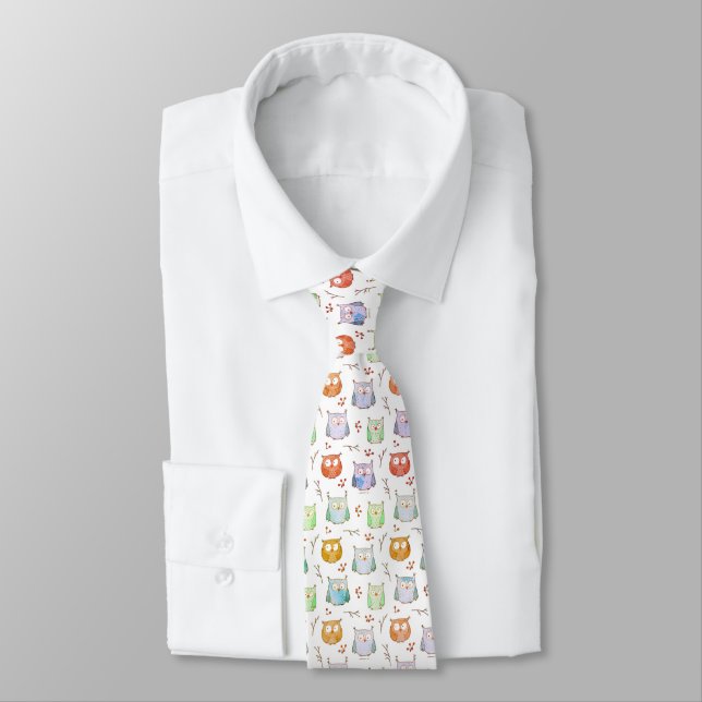 Owls & Branches Pattern  Tie (Tied)