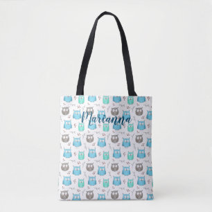 Owls & Branches Pattern Tote Bag