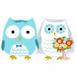 Owls Bride and Groom - Fun Wedding Cake Topper Standing Photo Sculpture<br><div class="desc"></div>
